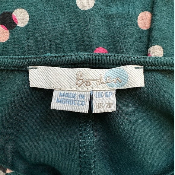 BODEN | NWOT ROSALIE TWIST FRONT JERSEY DRESS POLKA DOT DARK GREEN | 2 PETITE - Picture 9 of 10